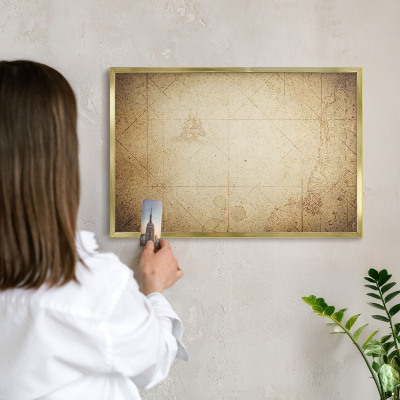 Lavagna magnetica per calamite souvenir in colore oro Mappa antica
