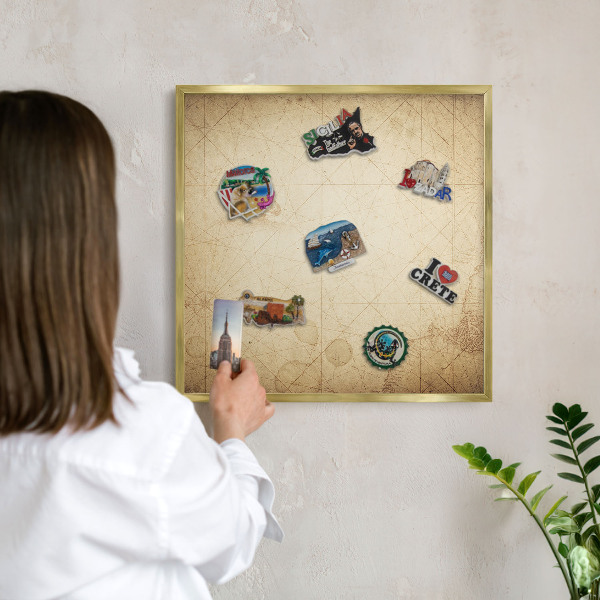 Lavagna magnetica per calamite souvenir in colore oro Mappa antica