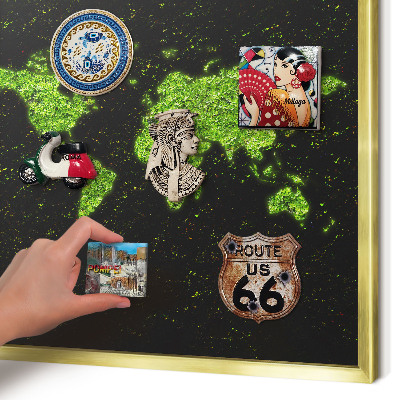 Lavagna magnetica per calamite souvenir in colore oro Mappa verde