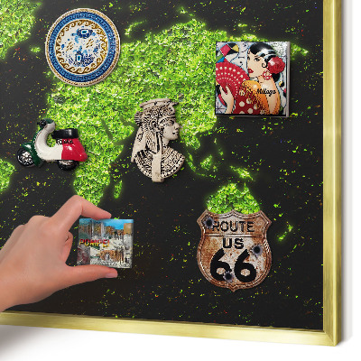Lavagna magnetica per calamite souvenir in colore oro Mappa verde