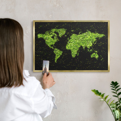 Lavagna magnetica per calamite souvenir in colore oro Mappa verde