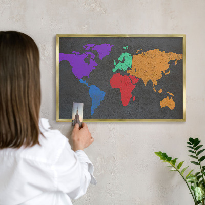 Lavagna per calamite delle vacanze con cornice dorata Mappa a colori