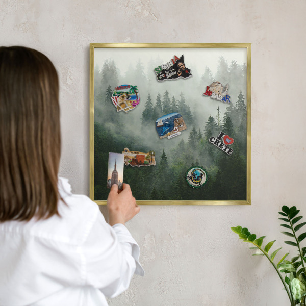 Lavagna magnetica per calamite souvenir in colore oro Magia della foresta