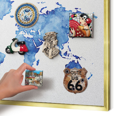 Lavagna magnetica per calamite souvenir in colore oro Mappa ad acquerello