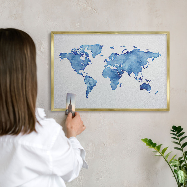 Lavagna magnetica per calamite souvenir in colore oro Mappa ad acquerello