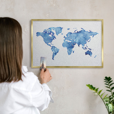 Lavagna magnetica per calamite souvenir in colore oro Mappa ad acquerello