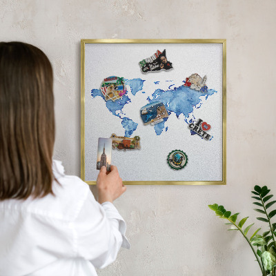 Lavagna magnetica per calamite souvenir in colore oro Mappa ad acquerello