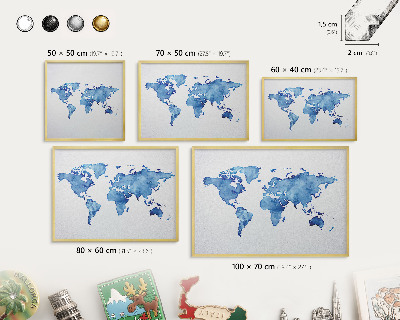 Lavagna magnetica per calamite souvenir in colore oro Mappa ad acquerello