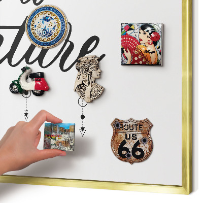 Lavagna magnetica per calamite souvenir in colore oro L'avventura ti aspetta