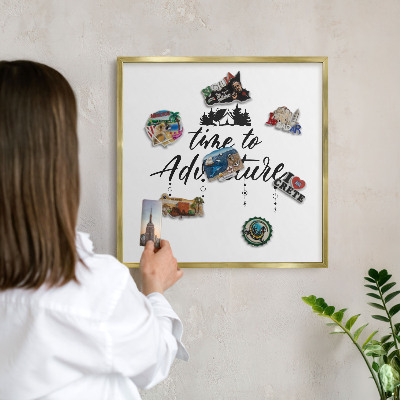 Lavagna magnetica per calamite souvenir in colore oro L'avventura ti aspetta