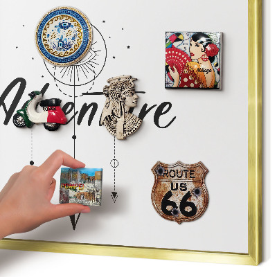 Lavagna magnetica per calamite souvenir in colore oro Tema avventura