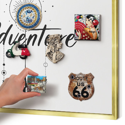 Lavagna magnetica per calamite souvenir in colore oro Tema avventura