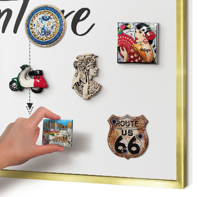 Lavagna magnetica per calamite souvenir in colore oro Tema avventura