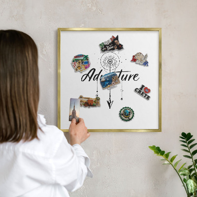 Lavagna magnetica per calamite souvenir in colore oro Tema avventura