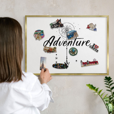 Lavagna magnetica per calamite souvenir in colore oro Tema avventura
