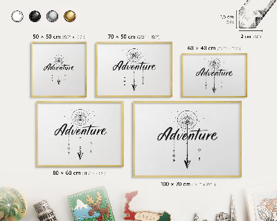 Lavagna magnetica per calamite souvenir in colore oro Tema avventura