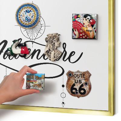 Lavagna magnetica per calamite souvenir in colore oro Avventura tipografica