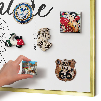 Lavagna magnetica per calamite souvenir in colore oro Avventura all'aria aperta