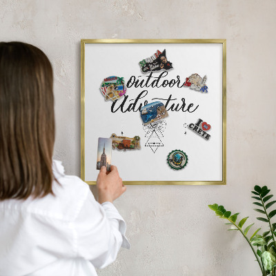 Lavagna magnetica per calamite souvenir in colore oro Avventura all'aria aperta