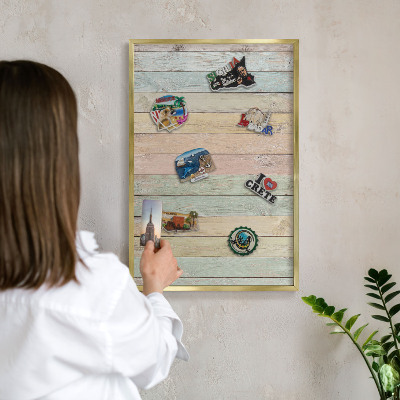 Lavagna magnetica per calamite souvenir in colore oro Tavole rustiche