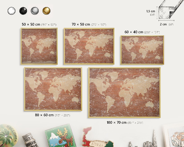 Lavagna per calamite delle vacanze con cornice dorata Mappa dei mattoni