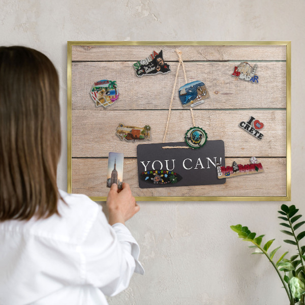 Lavagna magnetica per calamite souvenir in colore oro Motivazione quotidiana