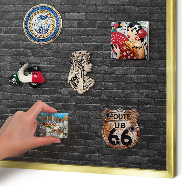 Lavagna magnetica per calamite souvenir in colore oro Muro di mattoni