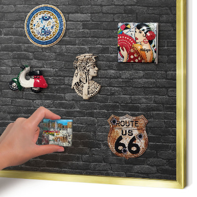 Lavagna magnetica per calamite souvenir in colore oro Muro di mattoni