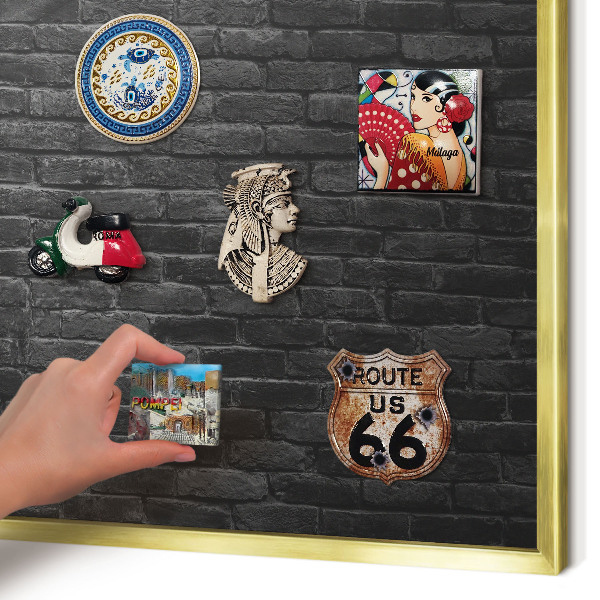 Lavagna magnetica per calamite souvenir in colore oro Muro di mattoni