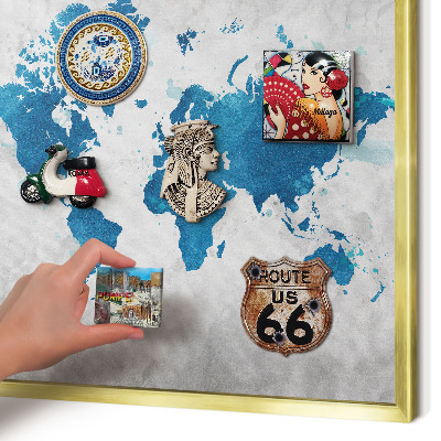 Lavagna magnetica per calamite souvenir in colore oro Mappa ad acquerello