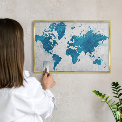 Lavagna magnetica per calamite souvenir in colore oro Mappa ad acquerello