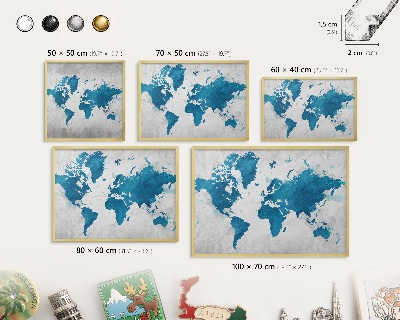 Lavagna magnetica per calamite souvenir in colore oro Mappa ad acquerello