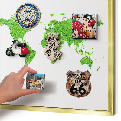 Lavagna magnetica per calamite souvenir in colore oro Mappa verde