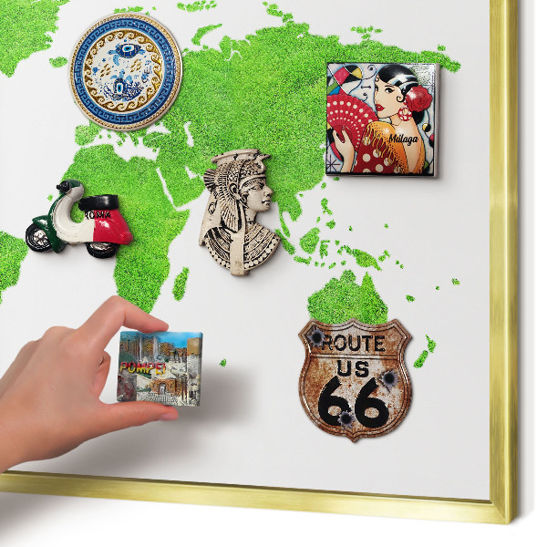 Lavagna magnetica per calamite souvenir in colore oro Mappa verde