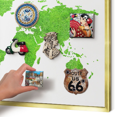 Lavagna magnetica per calamite souvenir in colore oro Mappa verde