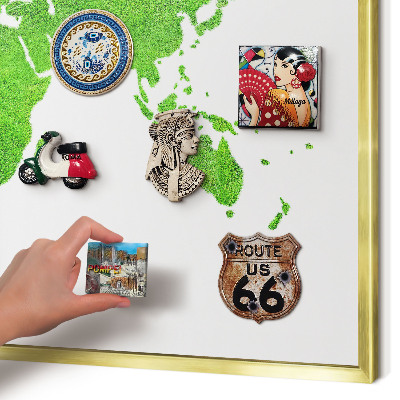 Lavagna magnetica per calamite souvenir in colore oro Mappa verde