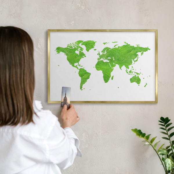 Lavagna magnetica per calamite souvenir in colore oro Mappa verde