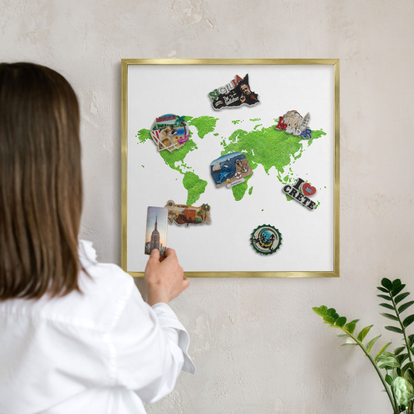 Lavagna magnetica per calamite souvenir in colore oro Mappa verde