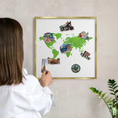 Lavagna magnetica per calamite souvenir in colore oro Mappa verde
