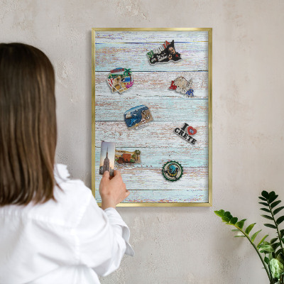 Lavagna magnetica per calamite souvenir in colore oro Tavole rustiche