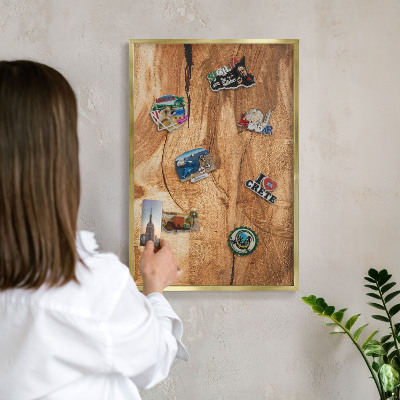 Lavagna magnetica per calamite souvenir in colore oro Legno naturale