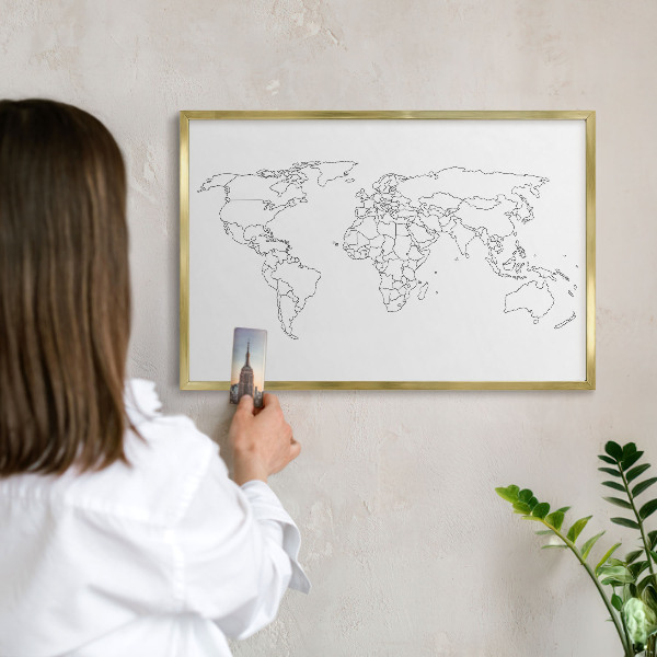 Lavagna magnetica per calamite souvenir in colore oro Mappa di contorno