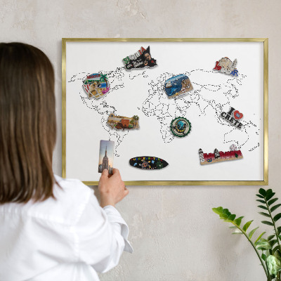 Lavagna magnetica per calamite souvenir in colore oro Mappa di contorno