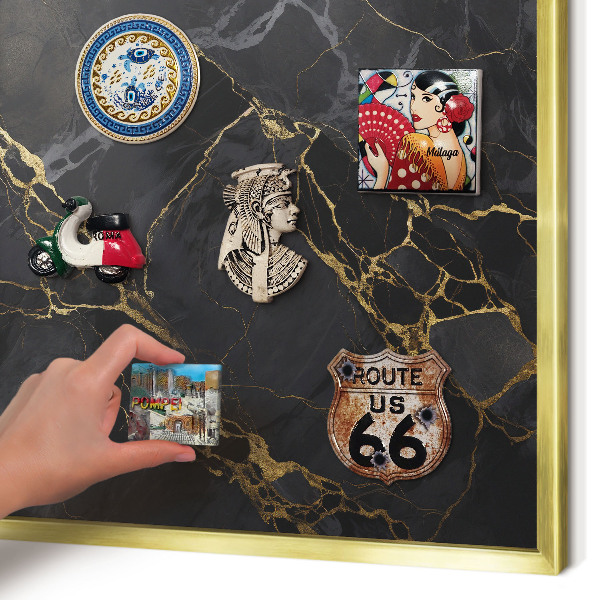 Lavagna magnetica per calamite souvenir in colore oro Marmo nero