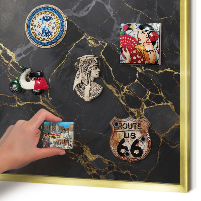 Lavagna magnetica per calamite souvenir in colore oro Marmo nero
