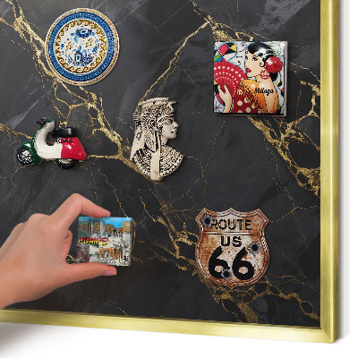 Lavagna magnetica per calamite souvenir in colore oro Marmo nero