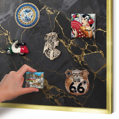 Lavagna magnetica per calamite souvenir in colore oro Marmo nero