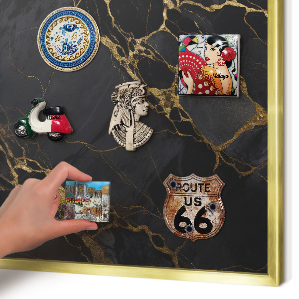 Lavagna magnetica per calamite souvenir in colore oro Marmo nero
