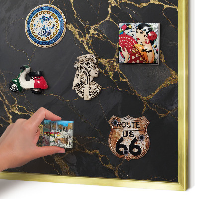 Lavagna magnetica per calamite souvenir in colore oro Marmo nero