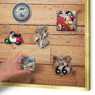 Lavagna magnetica per calamite souvenir in colore oro Tavole di legno